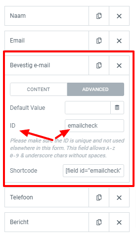E-mail validatie uitvoeren in Elementor Pro formulieren