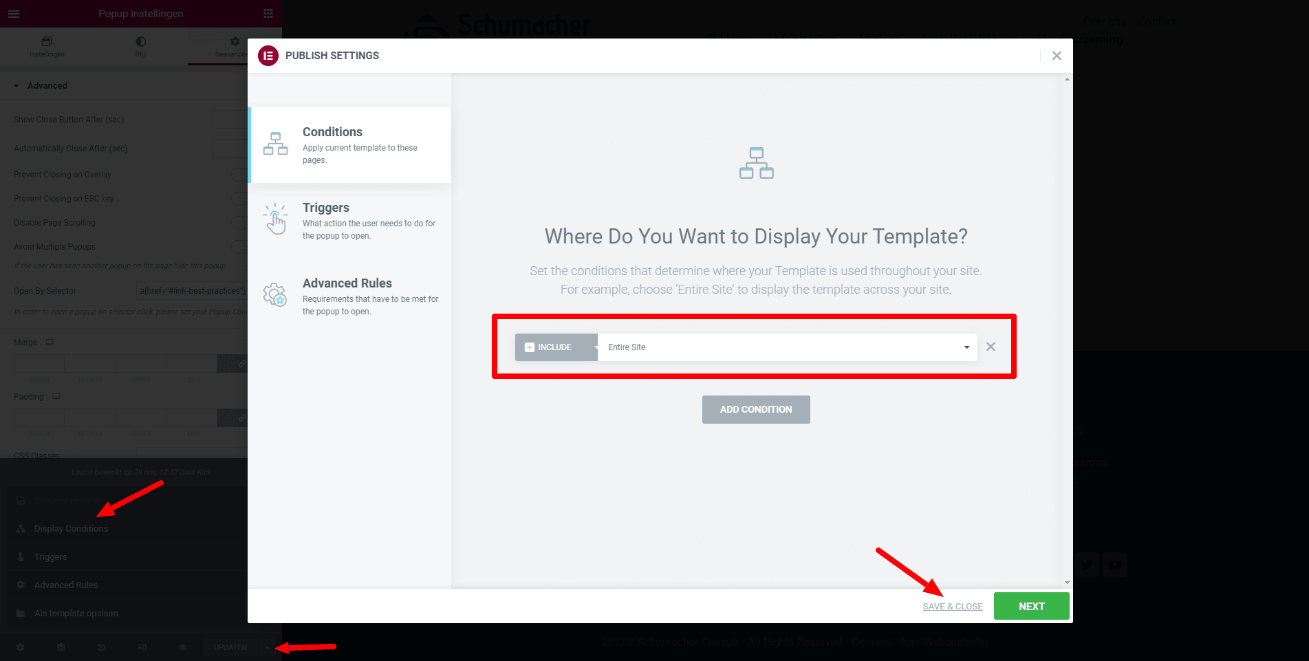 Elementor Popup openen via een tekst link