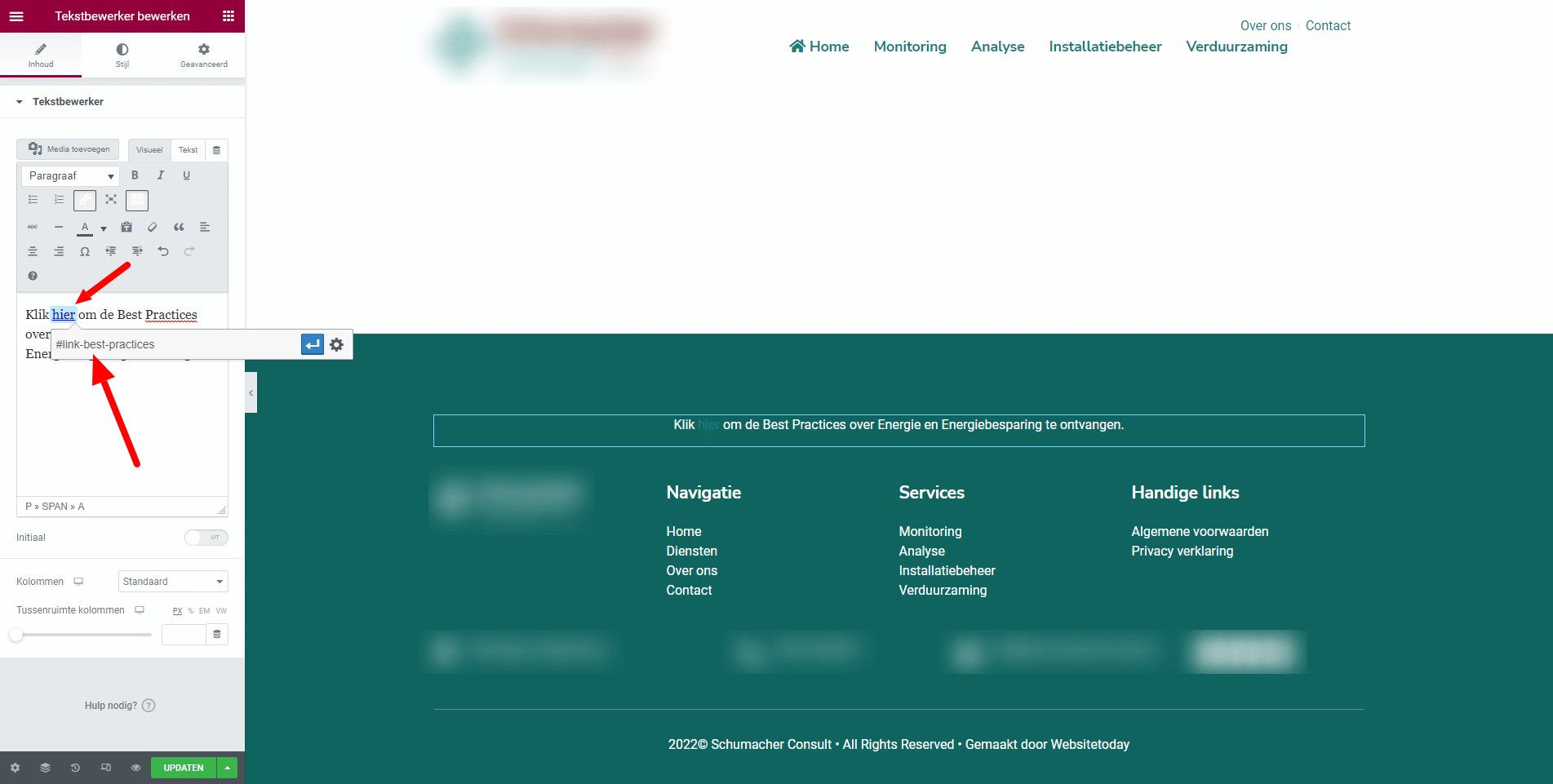 Elementor Popup openen via een tekst link